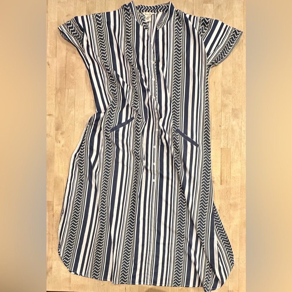 Striped Maxi Dress - Navy and White